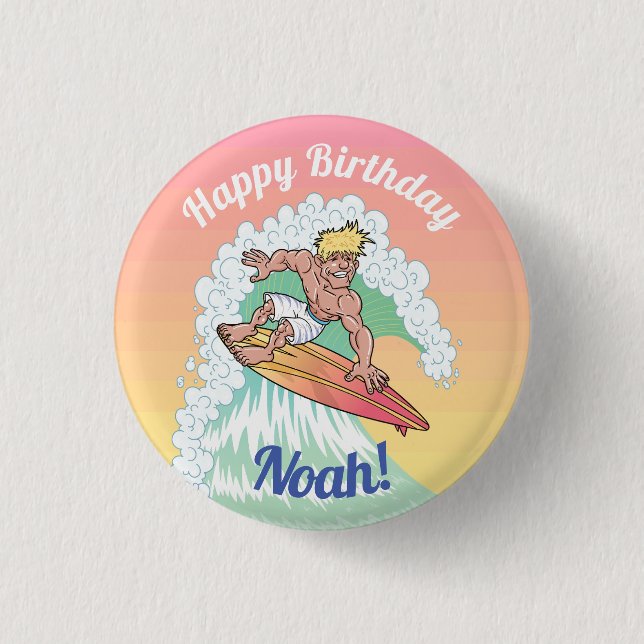 Custom Surfer Dude Button (Front)
