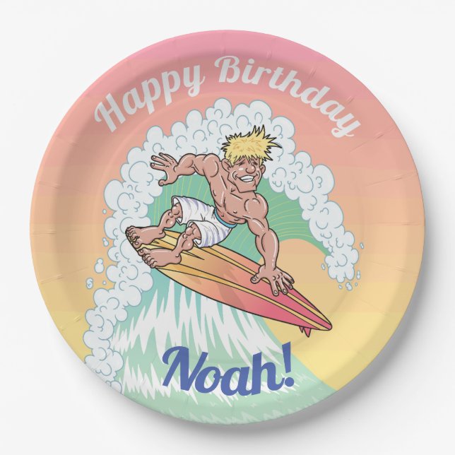 Custom Surfer Dude Paper Plates (Front)