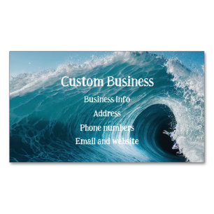 Custom Surfing Surf Tropical Beach Curl Wave Ocean Business Card Magnet