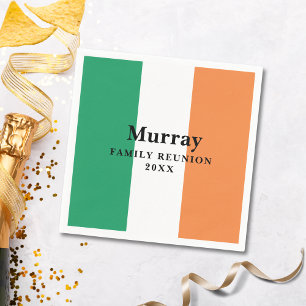Custom Surname Irish Family Reunion Paper Plate Napkins