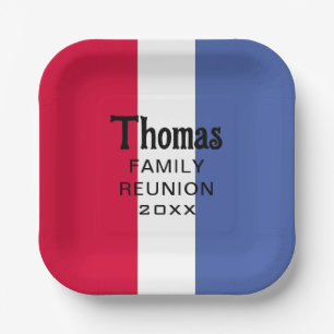 Custom Surname Name Reunion Paper Plates