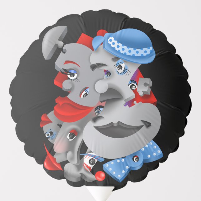 Custom Surreal Puzzle Faces Gift Balloon (Front)