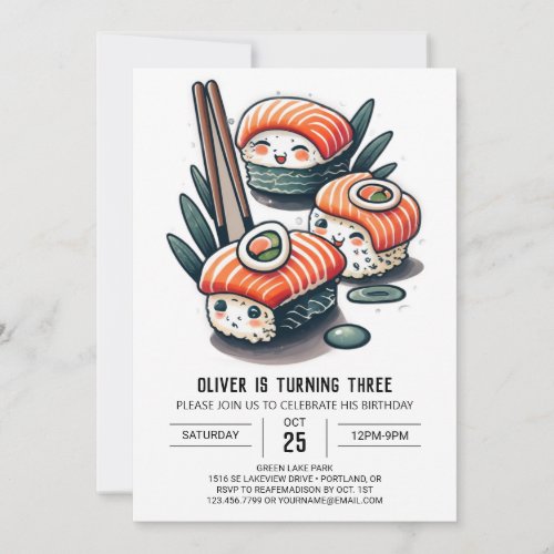 Custom Sushi Delights Birthday Invitation