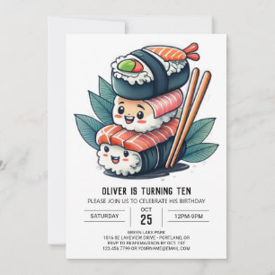 Custom Sushi Delights Kids Birthday Invitation