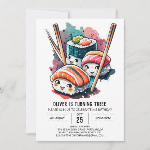 Custom Sushi Party Birthday Invitation