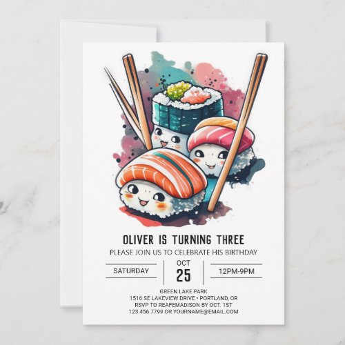 Custom Sushi Party Birthday Invitation