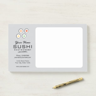 Custom sushi restaurant logo order intake post-it notes