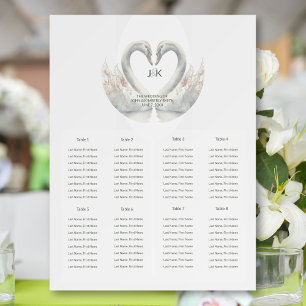 Custom Swan Wedding Seating Chart Foam Boards