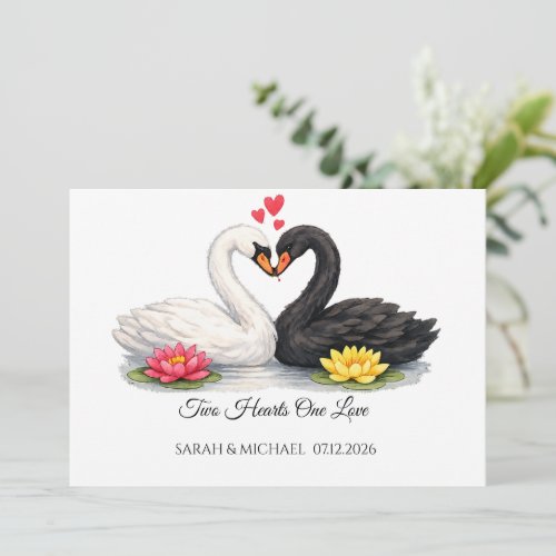 Custom Swans Two Hearts One Love Invitation