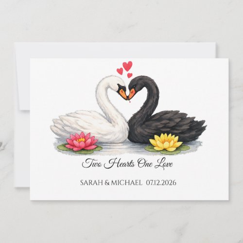 Custom Swans Two Hearts One Love Invitation