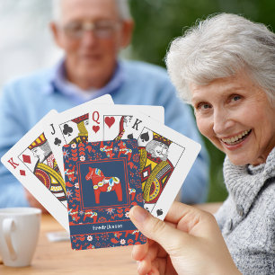 Custom Swedish Dala Horse Scandinavian Folk Art Poker Cards