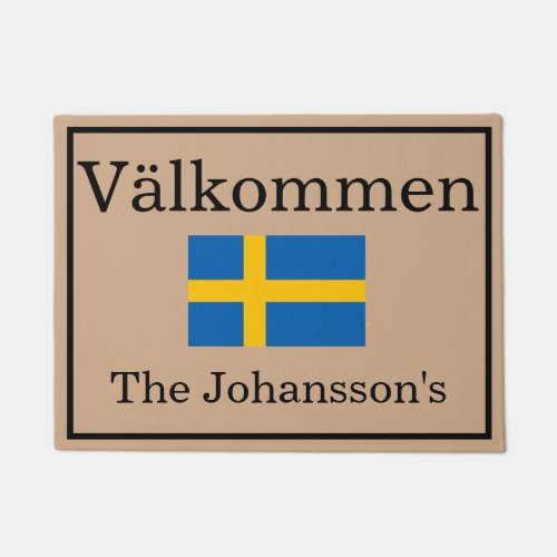 Custom Swedish Flag Family Name Door Mat