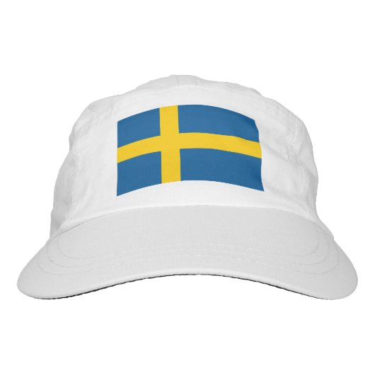 Custom Swedish flag knit and woven sports hats (Front)