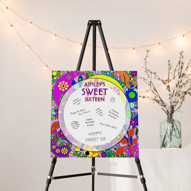 Custom Sweet 16 Birthday Party Keepsake Autograph Foam Board (Creator Uploaded)