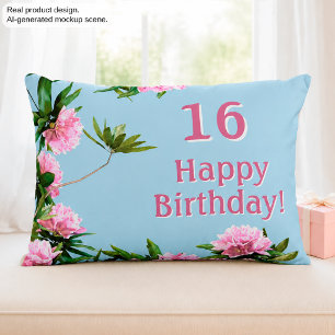 Custom Sweet 16 Rhododendron Birthday Accent Pillow