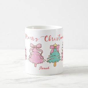 Custom Sweet Aesthetic Girly Hand Drawn Christmas  Coffee Mug