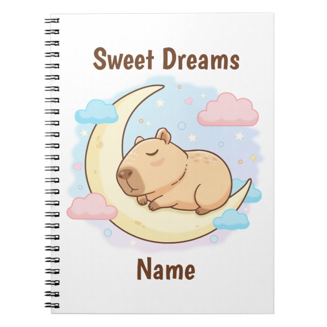 Custom Sweet Dreams Capybara Notebook (Front)