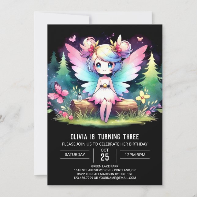 Custom Sweet Fairy Birthday Invitation (Front)