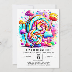 Custom Sweet Lollipop Birthday Invitation