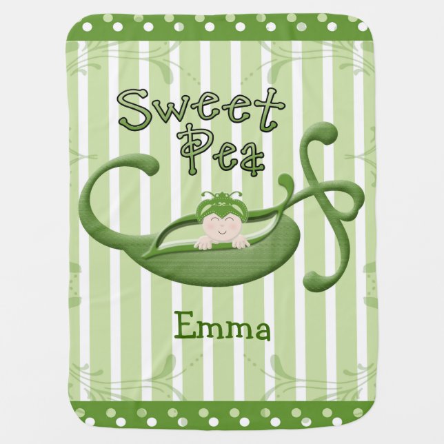 Custom Sweet Pea Baby Blanket (Front)