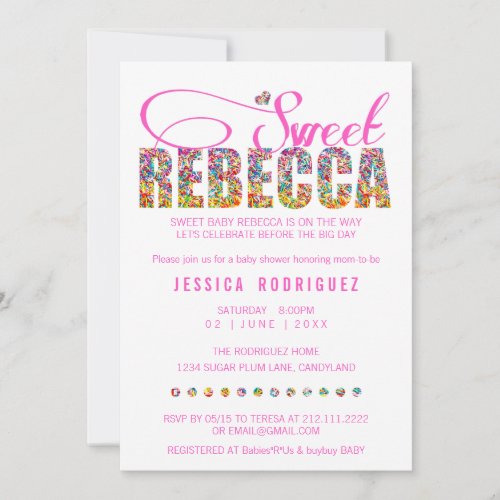CUSTOM Sweet Rebecca CANDY Baby Shower Invitation