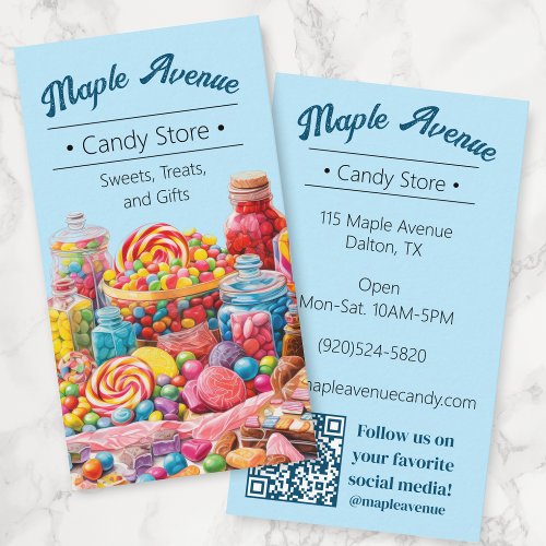 Custom Sweet Shop Design Candy Store Contact  Business Card