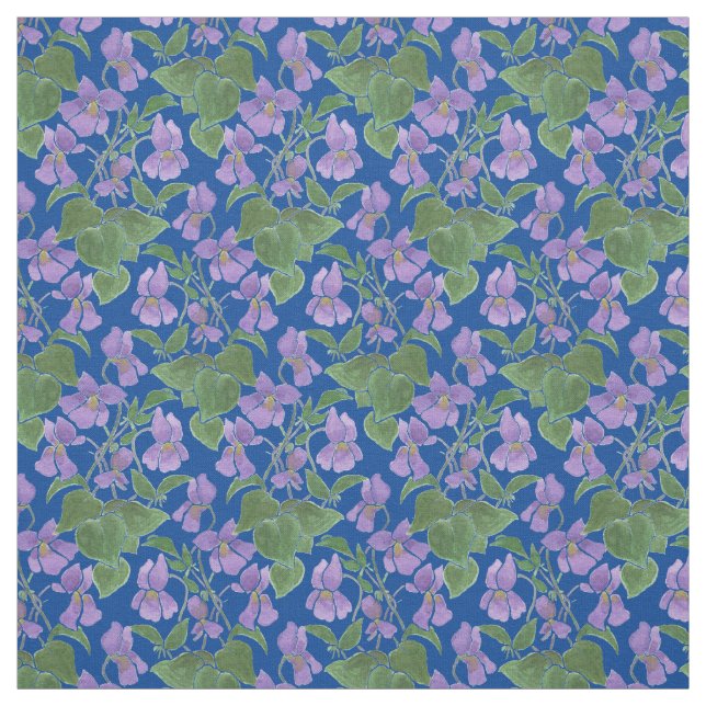 Custom Sweet Violets Repeat Pattern Floral Fabric (Swatch)
