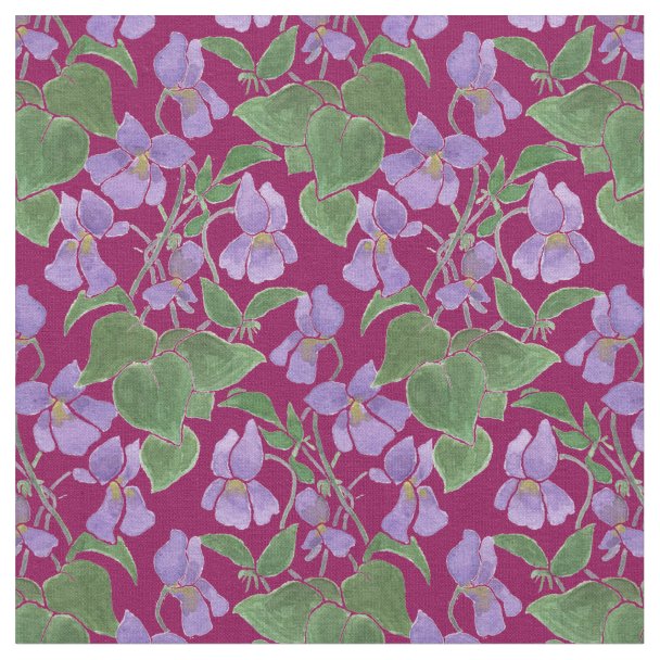 Custom Sweet Violets Repeat Pattern Fabric | Zazzle