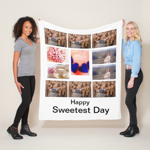 Custom Sweetest Day 11 Photo Collage Fleece Blanket