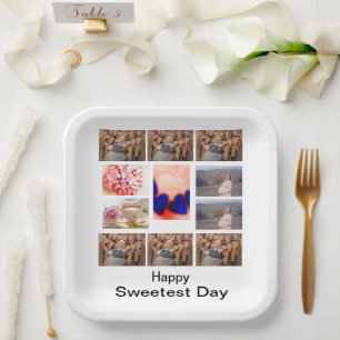 Custom Sweetest Day 11 Photo Collage Paper Plates