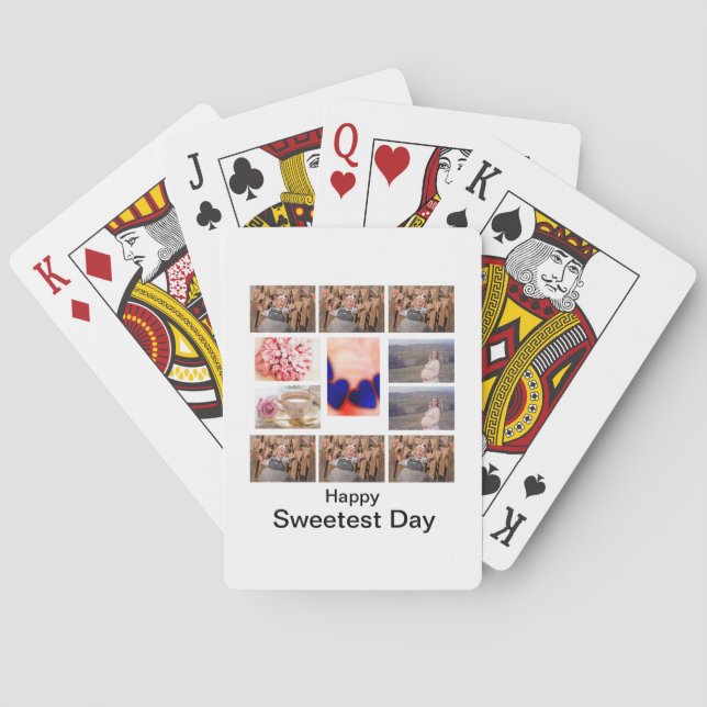 Custom Sweetest Day 11 Photo Collage  Poker Cards (Back)