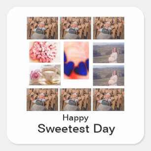 Custom Sweetest Day 11 Photo Collage Square Sticker