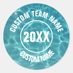 Custom swim team  classic round sticker