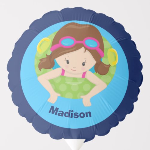 Custom Swim Team Girl Birthday Balloon