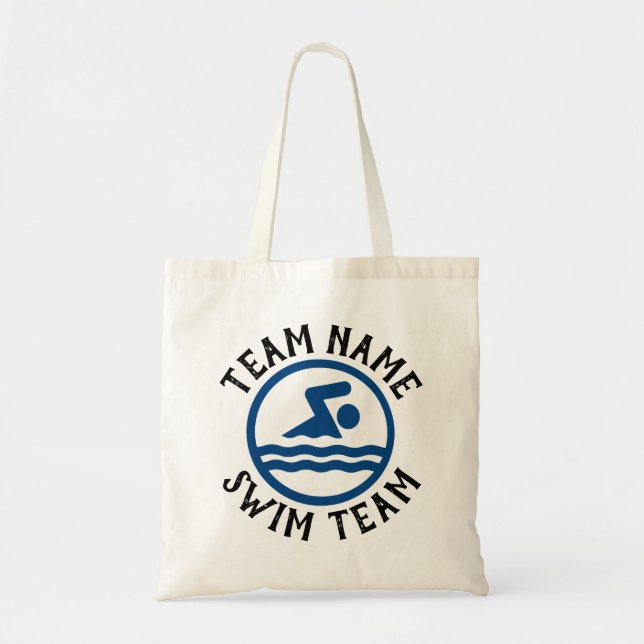 Custom Swim Team Name Swimmer's Swimming & Diving Tote Bag (Front)