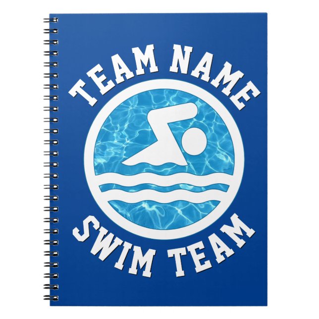 Custom Swim Team Name Swimming & Diving School Notebook (Front)
