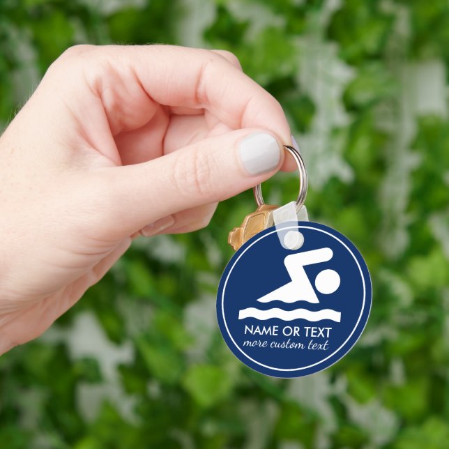 Custom Swim Team Swimmer Name Keychain (Hand)