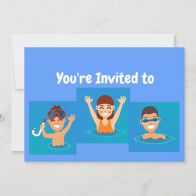 Custom Swimming Birthday Party Invitation (Front)