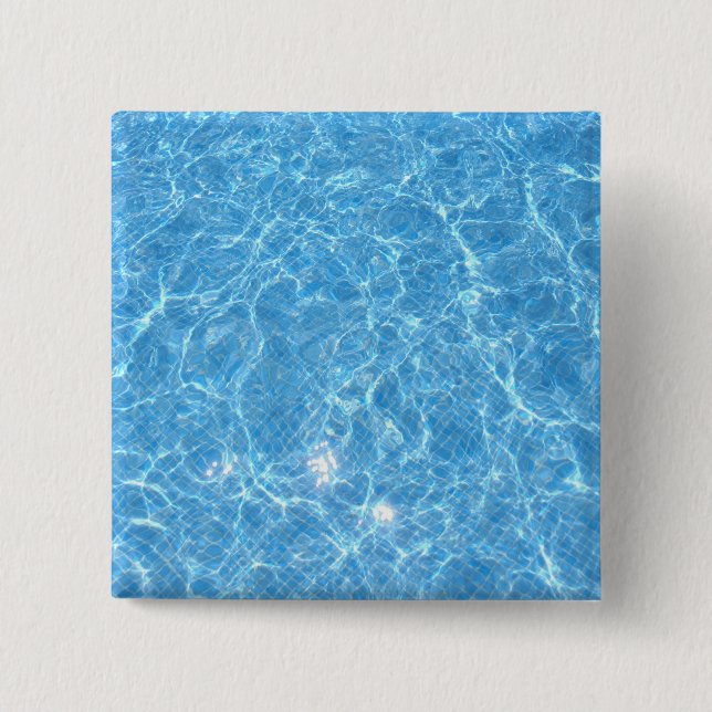 Custom Swimming Pool Blue Water Blank Template Button (Front)