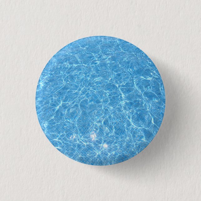 Custom Swimming Pool Blue Water Blank Template Button (Front)