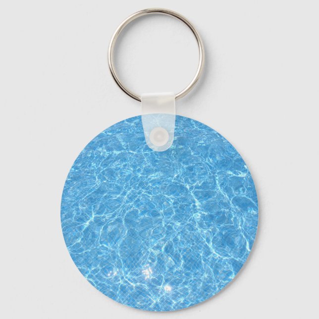 Custom Swimming Pool Blue Water Blank Template Keychain (Front)