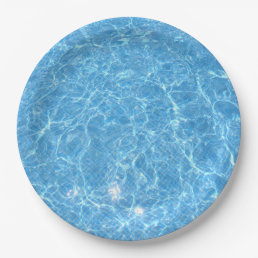 Custom Swimming Pool Blue Water Blank Template Paper Plates