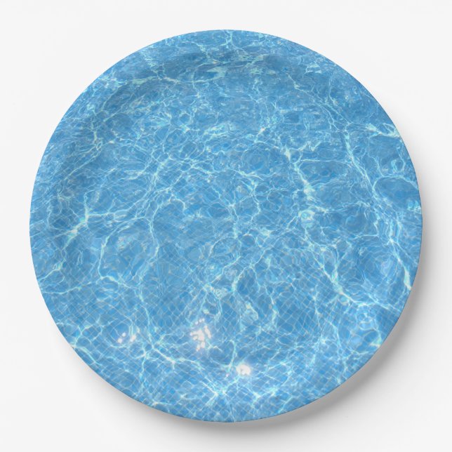 Custom Swimming Pool Blue Water Blank Template Paper Plates (Front)