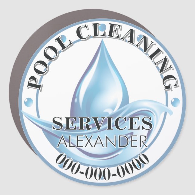 Custom Swimming Pool Cleaning water droplet Car Magnet (Front)