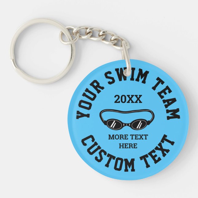 Custom swimming team round keychain for swimmers (Front)