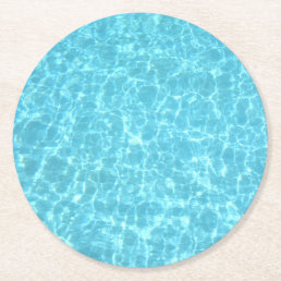 Custom Swimmingpool Party Blue Water Template Round Paper Coaster