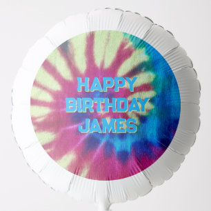 custom swirl vivid colorful rainbow tie dye balloon