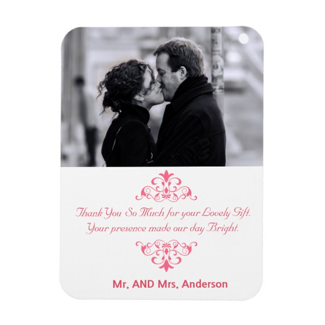 Custom Swirls Wedding Favor Thank You Photo Magnet (Vertical)