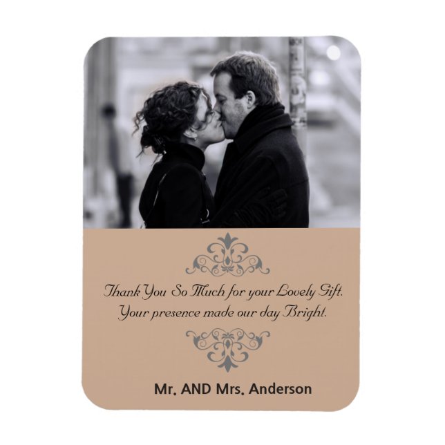 Custom Swirls Wedding Favor Thank You Photo Magnet (Vertical)