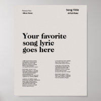 Custom Swiss Style Lyrics Poster Song Lyric Art